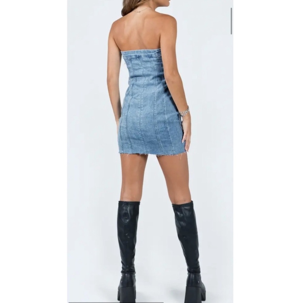 Princess Polly Houser Mini Denim Dress - Picture 3 of 7